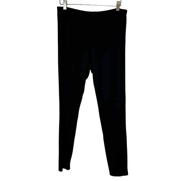 Eileen Fisher Black Viscose Spandex Slim Leg Pants Modern Minimalist Style Large - Picture 1 of 11
